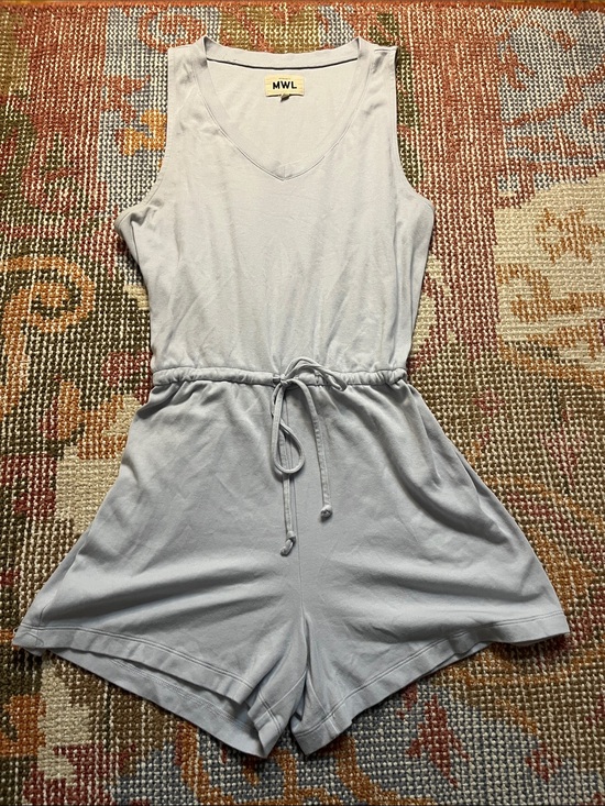 Madewell Pants - Madewell MWL Breeze Drawstring Romper Size M Light Blue V Neck Casual Jumpsuit
